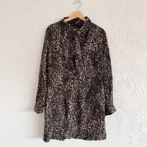 Avec Les Filles Leopard Printed Shirt Dress Black Almond